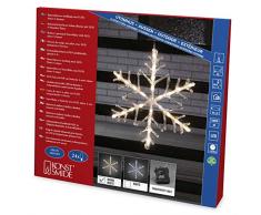 Konstsmide 4540-103 LED Acrylsilhouette Schneeflocke / für Außen (IP44) / Batteriebetrieben: 4xAA 1.5V (exkl.) / mit 6h Timer / 24 warm weiße Diode / transparentes Kabel