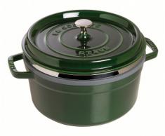 STAUB Gusseisen Bräter/Cocotte, mit Dämpfeinsatz, rund 26 cm, 5,2 L, basilikum / grün
