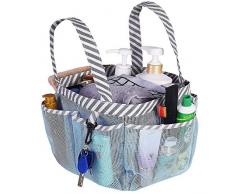 Haundry Netz-Dusch-Caddy Tote, große Tasche für Das College Dorm Badezimmer Caddy Organizer mit Schlüsselhaken und 2 Oxford-Griffen, Schnellhalt, 8 Körbchen Taschen für Camp, Fitnessstudio blau