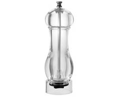 Fackelmann Acrylmühle 19,5 cm, Salz- und Pfeffermühle mit verstellbarem Keramikmahlwerk, Gewürzmühle aus Acrylglas (Farbe: Transparent/Weiß/Silber), Menge: 1 Stück