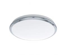 EGLO LED Deckenlampe Manilva, 1 flammige Deckenleuchte, Wandlampe mit chromring, Material: Stahl und Kunststoff, Farbe: chrom, weiß, Ø: 38,5 cm