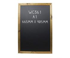 Chalkboards UK Kreidetafel mit Rahmen, Holzrahmen, Holz, Schwarz, A1 (90 x 65 x 1.5cm)