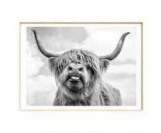 artliving Cute Highland Kuh Kleben Zunge Out Kunstdruck Poster für Home Decor Wand Decor ungerahmt 30X40 CM
