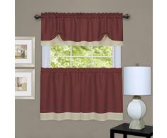 Achim Home Furnishings Fairfield Fenster Scheibengardine- & Volant-Set Tier Pair 58 x 36 with 14 Valance Marsala & Tan