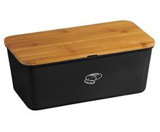 Kesper Brot Box mit Deckel, Holz, schwarz, 34 x 18 x 14 cm