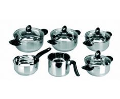 IBILI Marina Topfset, 6 teilig, Kasserollen inkl. Glasdeckel (16, 18, 20, 22 cm), Saucentopf und Milchtopf, 1,5l (3X), je 1x : 2,0l, 2,5l, 2,5l, 3,0l