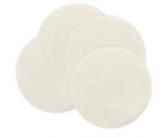 Doupoo Tischset Rund für Küche, Vinyl Woven Tischsets hitzebeständig Tisch Matten Ivory Set of 4