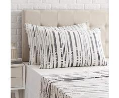 AmazonBasics - Kissenbezug, Satin - 50 x 80 cm x 2, Strukturierte Streifen Anthrazit