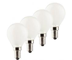 MÜLLER-LICHT 400199 A++, 4er-SET Retro-LED Lampe Miniglobe ersetzt 40 W, Glas, 4.0 watts, E14, weiß, 4.5 x 4.5 x 7.7 cm
