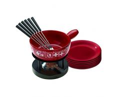 KUHN RIKON 32010 Fondue Käsefondueset Suisse 15tlg incl. 6 Teller, 6 Gabeln und Rechaud mit Pastenbrenner