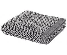 möve Brooklyn Duschtuch Fischgrat 80 x 150 cm aus 85 % Baumwolle / 10 % Viskose aus Bambus-Zellstoff / 5 % Leinen, nature / black