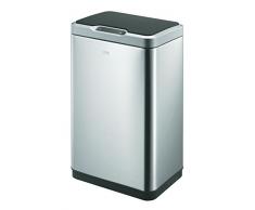 EKO Mirage Sensor Mülleimer 30L Edelstahl (25 x 37.5 x 62.4 cm, Bewegungssensor, Dämpfer-System, Fingerabdruck frei, Abfallbeutelfixierung), silber