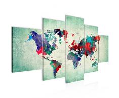 Bilder Weltkarte World Map Wandbild 200 x 100 cm Vlies - Leinwand Bild XXL Format Wandbilder Wohnzimmer Wohnung Deko Kunstdrucke Bunt 5 Teilig - MADE IN GERMANY - Fertig zum Aufhängen 105151b