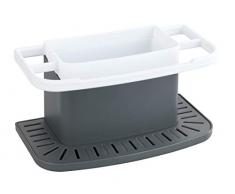 WENKO Spülbeckenorganizer Cosmo, praktischer Spül-Organizer aus hochwertigem Kunststoff, Spülbecken-Caddy mit viel Stauraum für Spülmittel, Spültuch, Schwamm mit 21 x 11 x 11,5 cm in Grau