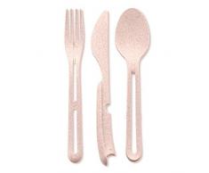 koziol Besteck-Set 3-teilig KLIKK, organic pink, thermoplastischer Kunststoff, 22,2 x 4,8 x 3,6 cm