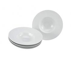 Creatable, 23095, Serie ROMA GOURMET-Mattglasuren, Geschirrset, Pastateller 4 teilig, weiss 25 cm, Steinzeug