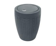 Addis Faux Rattan rund Swing Deckel Badezimmer Abfalleimer, Kohle, 22,5Â x 22,5Â x 28,5Â cm