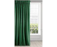 Eurofirany Vorhang Samt Velvet Schimmernd Gardine - Kräuselband Weich Schlafzimmer Wohnzimmer Lounge Edel, Stoff, Dunkelgrün, 140x270 cm