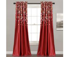 Lush Decor 16t000557 Weeping Blumen Verdunkeln Fenster Vorhang Panel-Set, 213,4 x 132,1 cm, türkis/Tangerine, rot, 84 x 52 + 2 Header