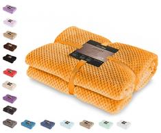 DecoKing 53690 Kuscheldecke 70x150 cm orange Decke Microfaser Wohndecke Tagesdecke Fleece weich sanft kuschelig skandinavischer Stil Henry