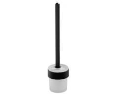 Bisk 02958 Futura Toilettenbürste aus mattiertem Glas mit Halter in schwarzem Finish, 9,5 x 12 x 39 cm, Schwarz