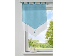 Gardinenbox Scheibengardine »Lyon Deux« Modern Zeitlos Zweilagig Voile Schlaufen Küchenfenster Sichtschutz HxB 90x60 cm Türkis Spitzpanneaux Scheibenhänger, 10000334
