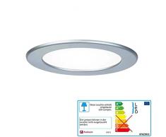 Paulmann Leuchten Paulmann 92071 Einbaupanel rund Deckenleuchte 12W Licht 4000K Neutralweiß LED Panel Chrom matt IP44 spritzwassergeschützt inklusive Leuchtmittel Einbauleuchte, Kunststoff, 12 W