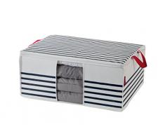 COMPACTOR Aufbewahrungstasche für Bettdecken, 100% hermetischer Reißverschluss, Staubgeschützt, Blau und Weiß Marinière, Polypropylen und EVA, 50 x 65 x 27 cm, RAN5031