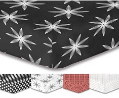 DecoKing Premium 95720 200x220 cm Spannbettlaken Steg 30 cm schwarz weiß Blumenmuster Spannbetttuch Microfaser Bettwäschegarnituren Black White Hypnosis Collection Alpin 2