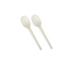 Papstar Kaffeelöffel / Einwegbesteck, weiß / natur, pure (100 Stück), C-PLA, umweltfreundlich, Länge 12.7 cm, geeignet für Geburtstage, Feiern und weitere Anlässe, #82192