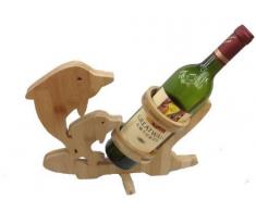 GMMH Design Weinflaschenhalter Weinregal Delfine 2 Weinständer Flaschenständer Flaschenhalter Bambus Weinhalter Holz