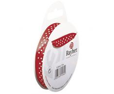 Rayher 5540618 Satinband mit Punkten, 9,5mm, SB-Rolle 10m, rot