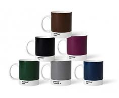 Pantone BecherSet3 Porzellan Becher 6er-Set, 6 Kaffeetassen à 375 ml, Coffee, mit Henkel, spülmaschinenfest, Naturfarben