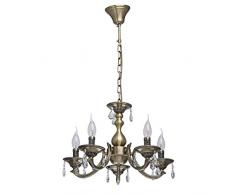 Klassischer eleganter Kronleuchter Kerzen messingfarbiges Metall klare Kristallanhänger 5-flammig Wohnzimmer Esszimmer Halle exkl. 5 * 60W E14