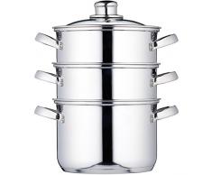 18 cm großer, 3-stöckiger Dampfgarer aus Edelstahl