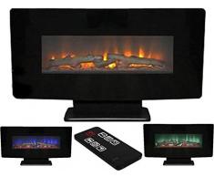 Classic Fire Elektrokamin Calgary 1400W mit simuliertem Kaminfeuer und Fernbedienung Feuereffekt Standkamin Wandkamin elektrischer Kamin, Metall, Glas, Schwarz