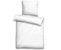 biberna 0676066 Jacquard-Satin Bettwäsche Garnitur mit Kopfkissenbezug (Baumwolle) 1x 155x220 cm + 1x 80x80 cm, weiß