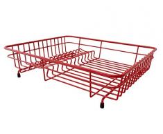 Delfinware Abtropfgestell mit, Medium, Flache rechteckige Auflaufform Sink Drainer in rot 2011rd