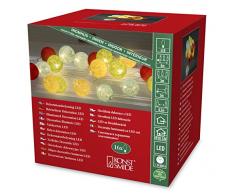 Konstsmide 3136-503 LED Dekolichterkette große bunte Baumwollkugeln / für Innen (IP20) 24V Innentrafo / 16 warm weiße Dioden / transparentes Kabel