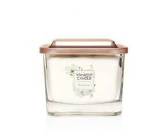 Yankee Candle Elevation Kollektion mit Plattformdeckel Mittelgroße quadratische Duftkerze mit 3 Dochten, Sheer Linen