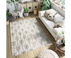 Tapiso Ethno Teppich Kurzflor Modern Pfeile Streifen Design Creme Grau Meliert Wohnzimmer Schlafzimmer ÖKOTEX 80 x 150 cm