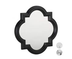 Relaxdays Wandspiegel Nostalgie, Hängespiegel Vintage, Wanddekoration, Kunststoff Rahmen, H x B: 39,5 x 39,5 cm, schwarz