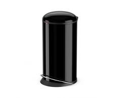 Hailo Harmony L Mülleimer (aus Stahlblechl, 20 Liter, breite Metall-Fußreling, Müllbeutel-Klemmung, Deckeldämpfung (Soft Close), schwarz) 0531-060