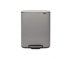 Brabantia BO Treteimer Mülleimer, Stahl, Mineral Concrete Grey, 60L