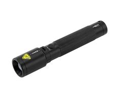 ANSMANN LED Taschenlampe in schwarz T400FR / wiederaufladbare Outdoor Leuchte mit stufenloser Fokussierung / 400 Lumen & 4 Funktionen spritzwassergeschützt / inkl 18650 Akku - über Micro USB ladbar
