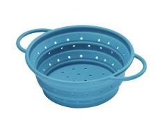 Xavax Seiher Silikon (platzsparend faltbar, 21cm Durchmesser, 1,9l) Nudelsieb blau