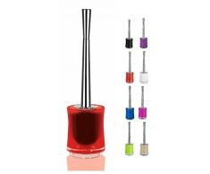 Spirella WC Bürste Klobürste Toilettenbürste hochwertig „Sydney“ mit hygienischem Behälter Transparent Rot