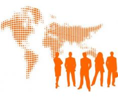 Indigos 4051095061304 Wandtattoo W635 Karte mit Menschen 80 x 44 cm, Wandaufkleber in 3 GrÃ¶Ãen, orange