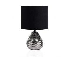 Pauleen Sip of Silver Tischleuchte max. 20W Tischlampe für E14 Lampen Nachttischlampe Silber Schwarz 230V Keramik/Stoff ohne Leuchtmittel 48018