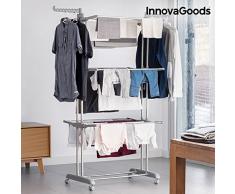 InnovaGoods Wäschespinne mit Rollen (18 Stangen), Silber, UNITALLA